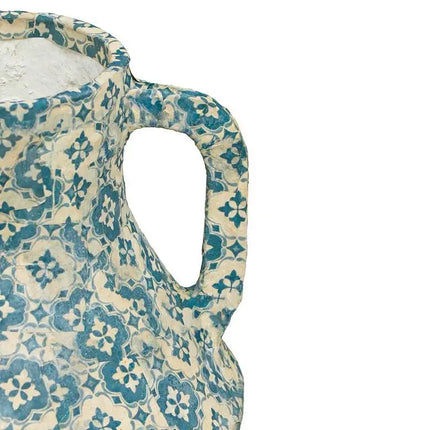 Cotton Mache 12" High Lisbon Tile Decorative Vase Dahlia Studios