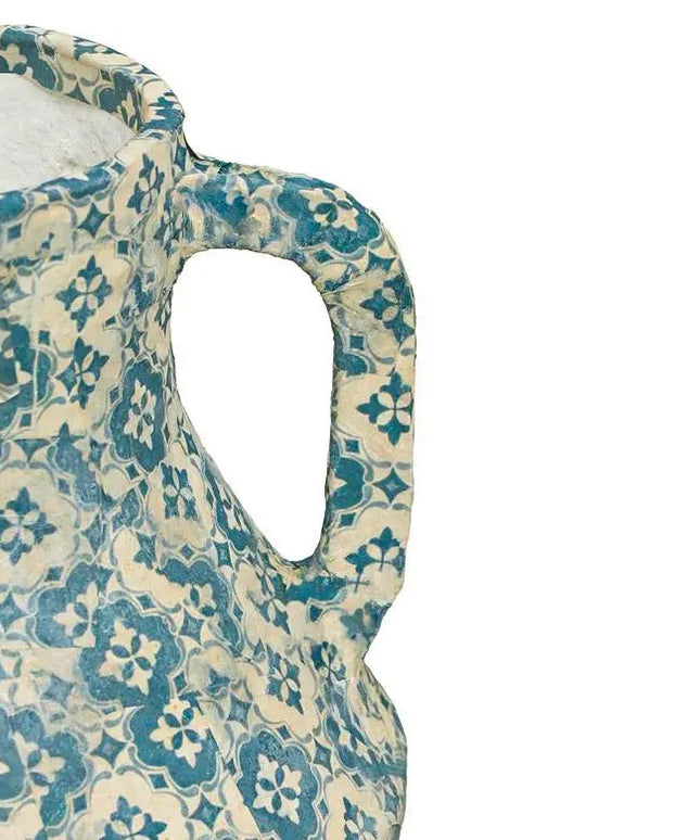 Cotton Mache 12" High Lisbon Tile Decorative Vase Dahlia Studios