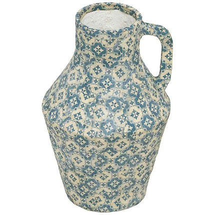 Cotton Mache 12" High Lisbon Tile Decorative Vase Dahlia Studios