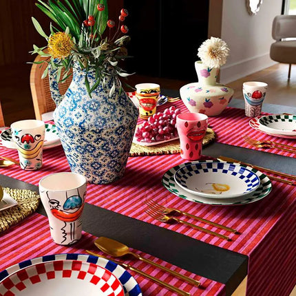 Cotton Mache 12" High Lisbon Tile Decorative Vase Dahlia Studios