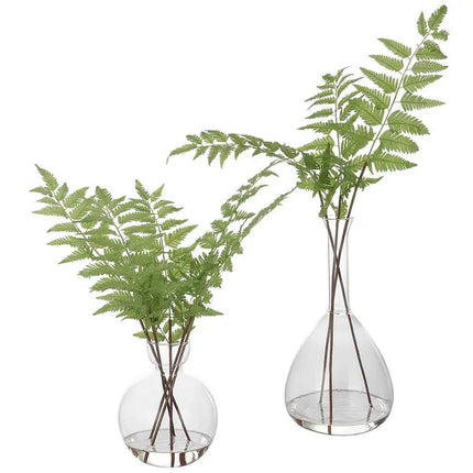 Country Green Ferns 21"H Faux Plants in Glass Vases Set of 2 Uttermost