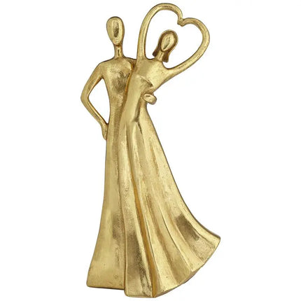 Couple Heart 12" High Shiny Gold Statue Quoizel