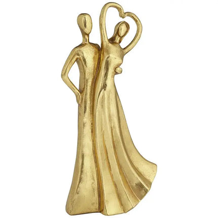 Couple Heart 12" High Shiny Gold Statue Quoizel