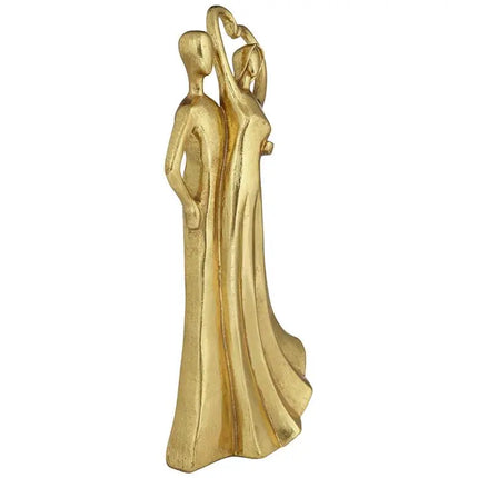 Couple Heart 12" High Shiny Gold Statue Quoizel