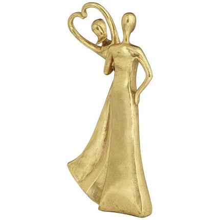 Couple Heart 12" High Shiny Gold Statue Quoizel