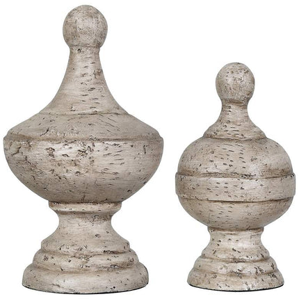 Crestview Collection Antique White Post Finials Set of 2