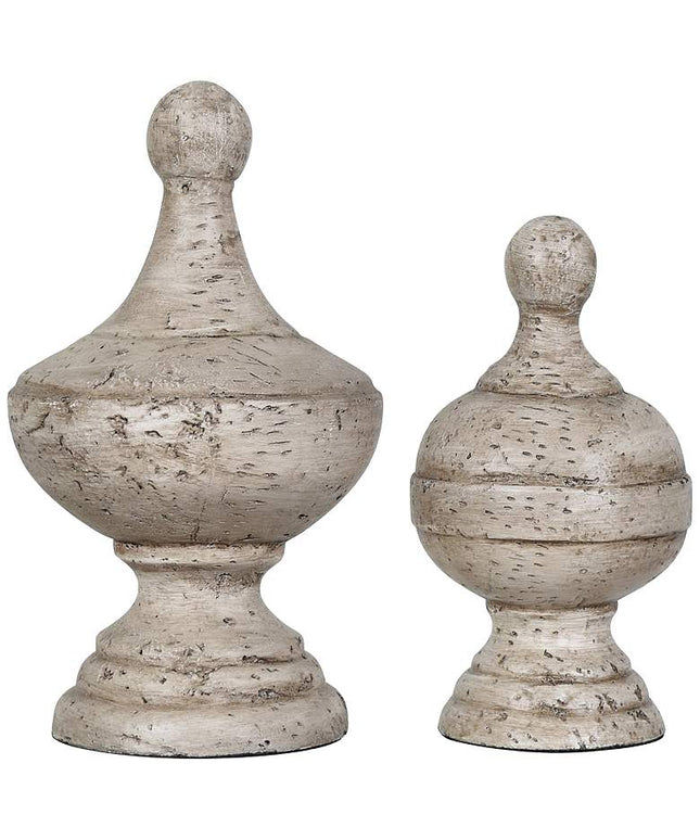 Crestview Collection Antique White Post Finials Set of 2