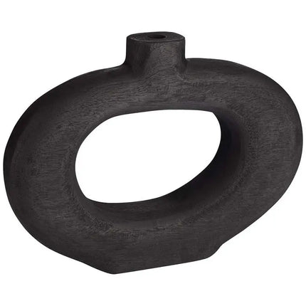 Dahlia Studios Amaranth 12 1/4" Matte Black Wood Decorative Round Vase Dahlia Studios