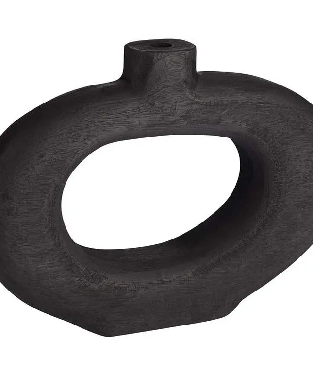 Dahlia Studios Amaranth 12 1/4" Matte Black Wood Decorative Round Vase Dahlia Studios