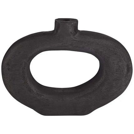 Dahlia Studios Amaranth 12 1/4" Matte Black Wood Decorative Round Vase Dahlia Studios