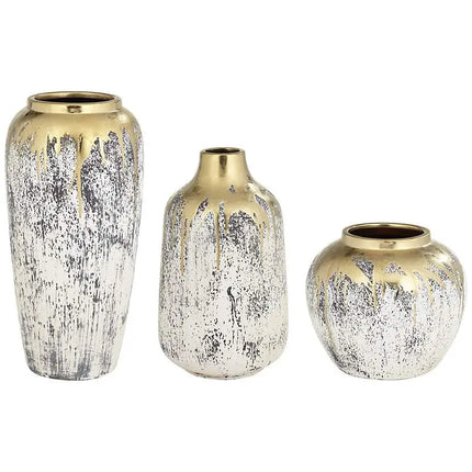 Dahlia Studios Blythe Matte Gold and Gray 3-Piece Decorative Vase Set Dahlia Studios