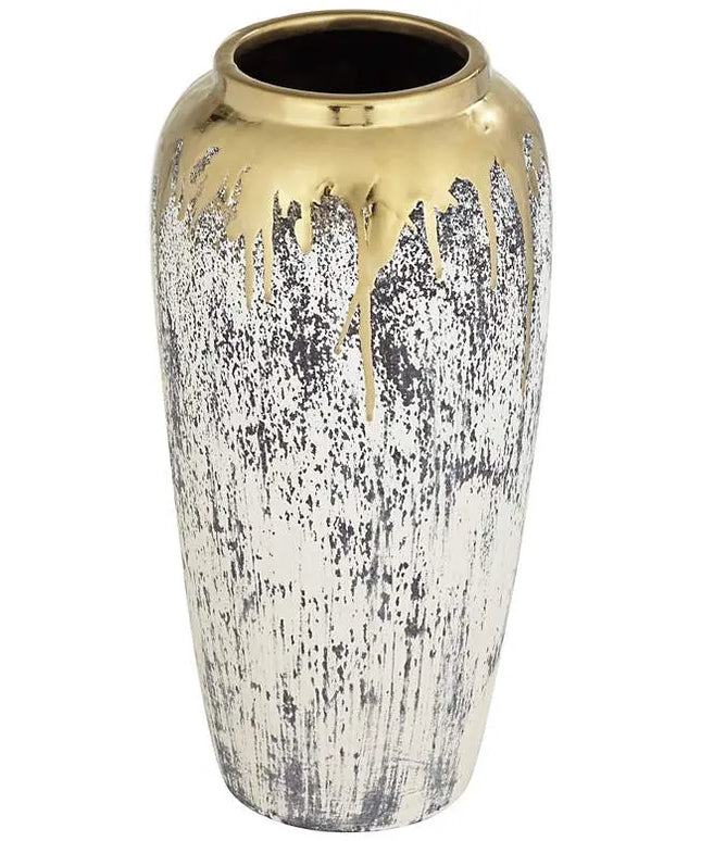 Dahlia Studios Blythe Matte Gold and Gray 3-Piece Decorative Vase Set Dahlia Studios