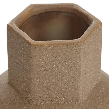 Dahlia Studios Emery 7 3/4" High Brown Modern Ceramic Hexagonal Vase Dahlia Studios