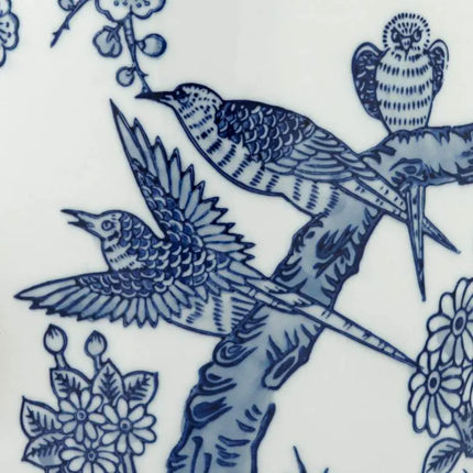 Dahlia Studios Heather 12" High Decorative Blue and White Ceramic Jar Dahlia Studios