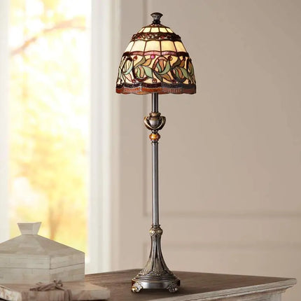 Dale Tiffany Aldridge 30" High Mission Art Glass Buffet Table Lamp Dale Tiffany