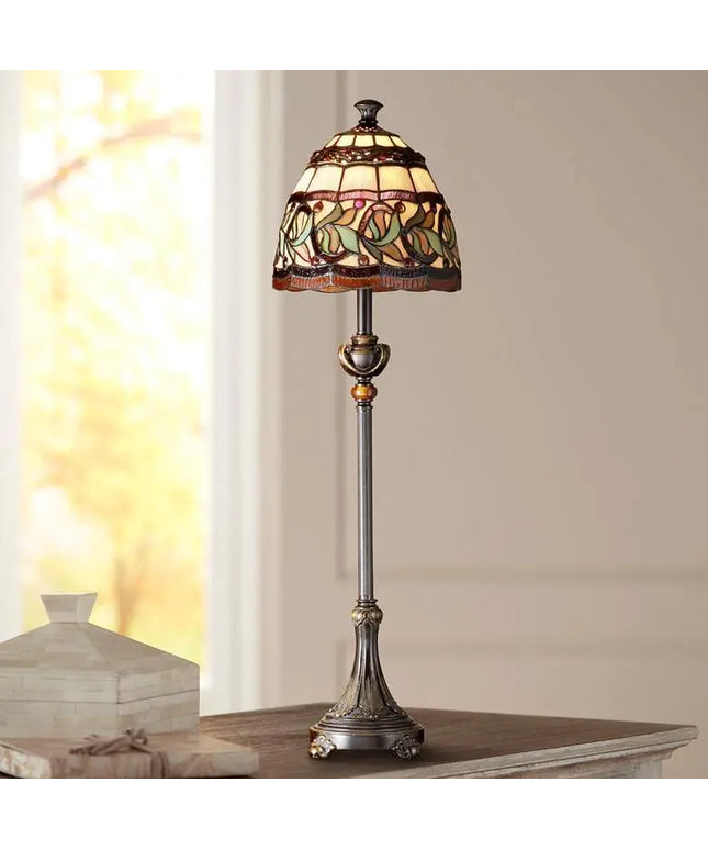 Dale Tiffany Aldridge 30" High Mission Art Glass Buffet Table Lamp Dale Tiffany