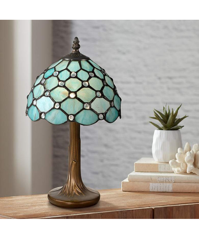 Dale Tiffany Castle Point 15" High Blue Tiffany-Style Accent Lamp