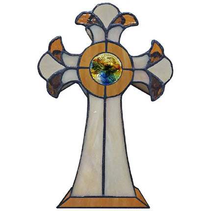 Dale Tiffany Cross 9" High Amber Art Glass Tiffany-Style Accent Lamp Dale Tiffany