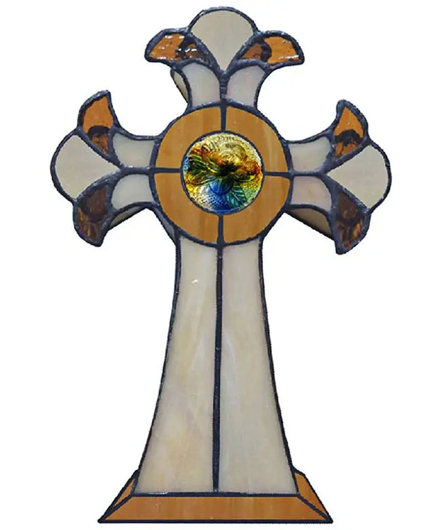 Dale Tiffany Cross 9" High Amber Art Glass Tiffany-Style Accent Lamp Dale Tiffany