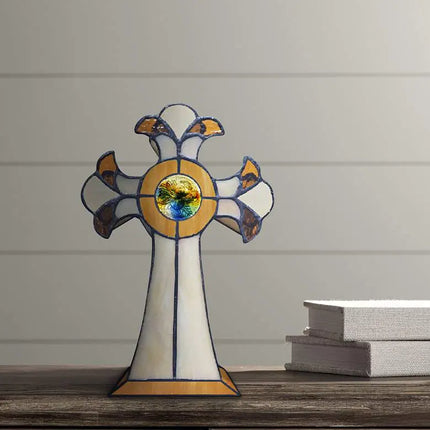 Dale Tiffany Cross 9" High Amber Art Glass Tiffany-Style Accent Lamp Dale Tiffany