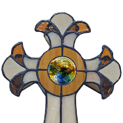 Dale Tiffany Cross 9" High Amber Art Glass Tiffany-Style Accent Lamp Dale Tiffany