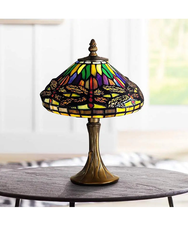 Dale Tiffany Dragonfly 11" High Brass Tiffany-Style Accent Lamp Dale Tiffany