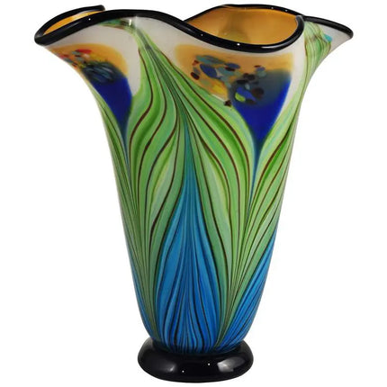 Dale Tiffany Kalmia Multi-Color 12 3/4" High Art Glass Modern Vase Dale Tiffany