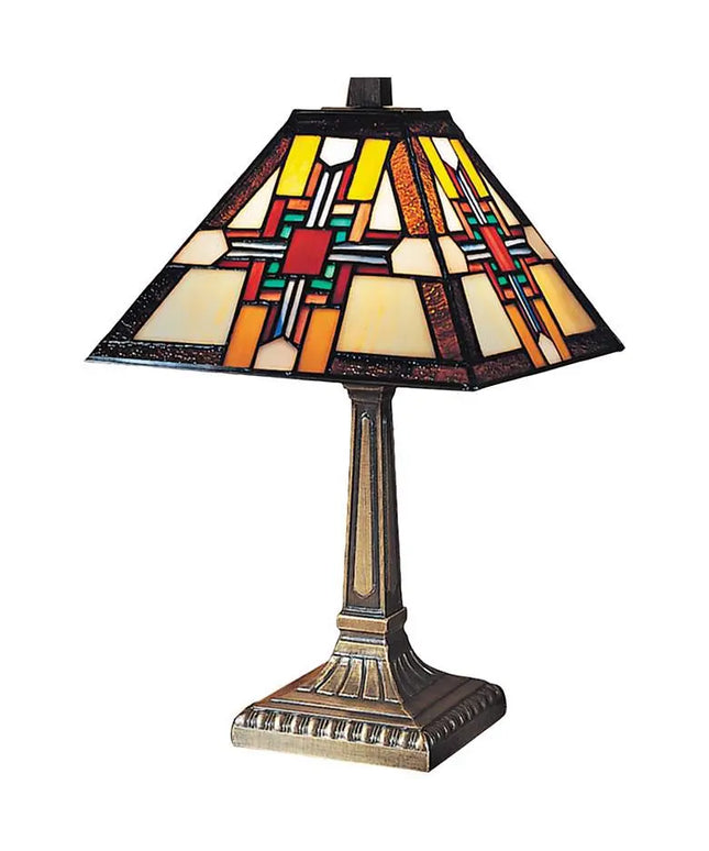 Dale Tiffany Morning Star 15" Antique Bronze Mission Glass Accent Lamp Dale Tiffany