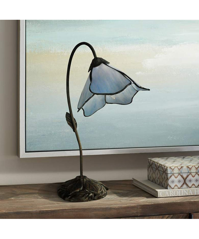 Dale Tiffany Poelking Blue Lily 19" High Art Glass Accent Lamp