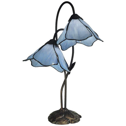 Dale Tiffany Poelking Blue Lily 21" High Glass 2-Light Accent Lamp