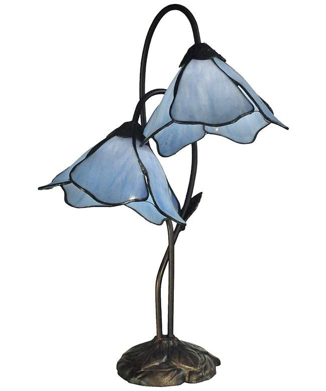 Dale Tiffany Poelking Blue Lily 21" High Glass 2-Light Accent Lamp
