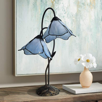 Dale Tiffany Poelking Blue Lily 21" High Glass 2-Light Accent Lamp