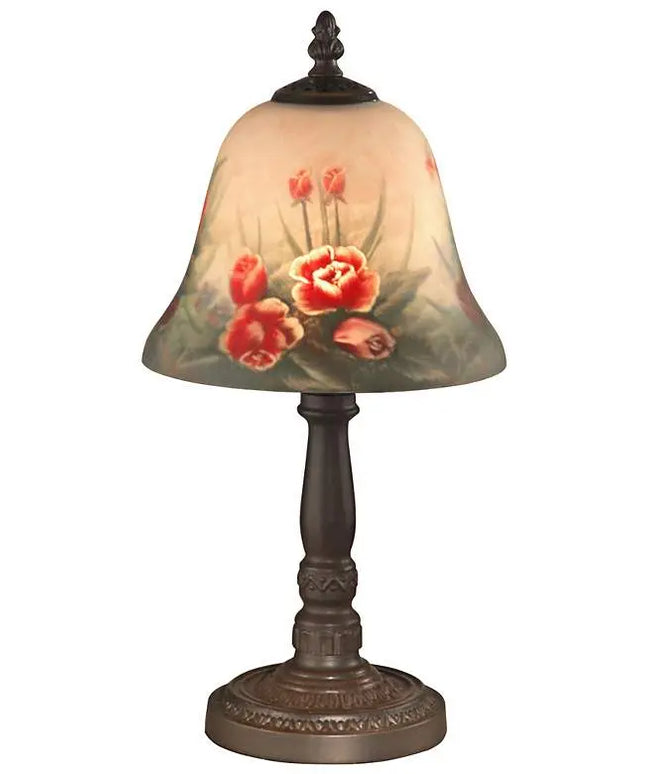 Dale Tiffany Rose Bell 15" High Hand-Painted Art Glass Accent Lamp Dale Tiffany
