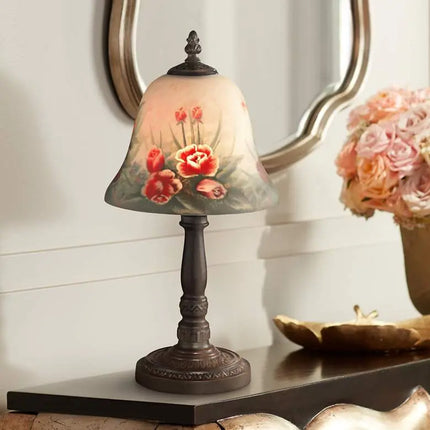 Dale Tiffany Rose Bell 15" High Hand-Painted Art Glass Accent Lamp Dale Tiffany