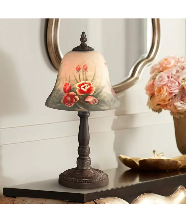 Dale Tiffany Rose Bell 15" High Hand-Painted Art Glass Accent Lamp Dale Tiffany