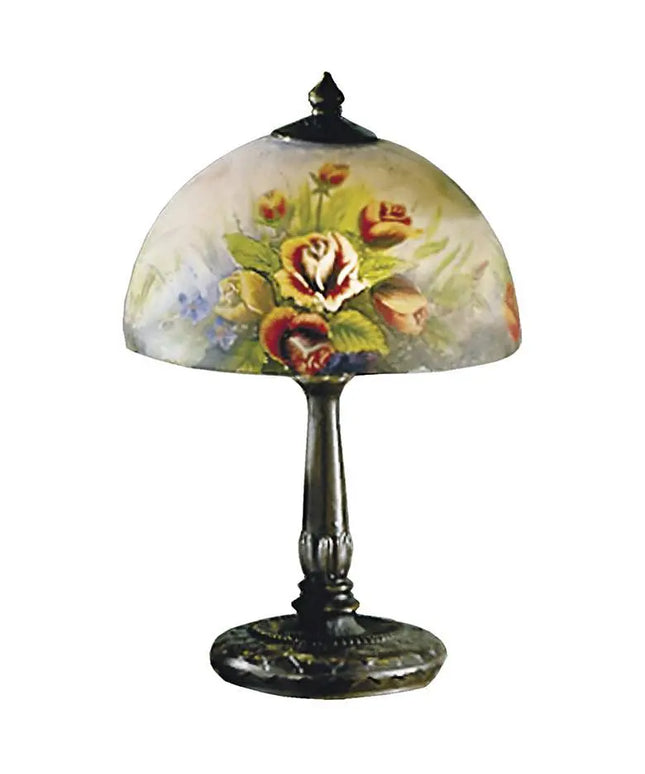 Dale Tiffany Rose Dome 16" High Hand-Painted Art Glass Table Lamp Dale Tiffany