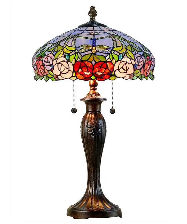 Dale Tiffany Zenia Fieldstone Rose Art Glass Table Lamp Dale Tiffany