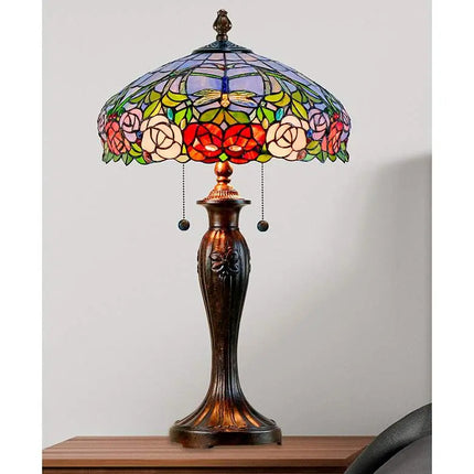 Dale Tiffany Zenia Fieldstone Rose Art Glass Table Lamp Dale Tiffany