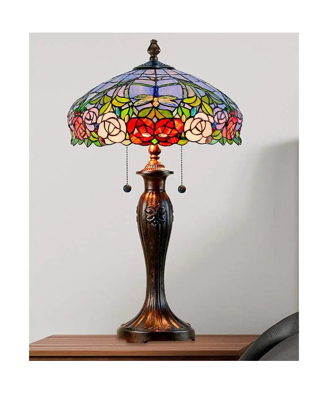 Dale Tiffany Zenia Fieldstone Rose Art Glass Table Lamp Dale Tiffany
