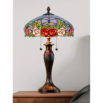 Dale Tiffany Zenia Fieldstone Rose Art Glass Table Lamp Dale Tiffany