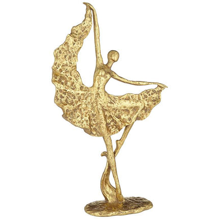 Dancer with Skirt 17 1/2" High Shiny Gold Statue