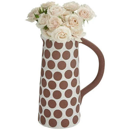Dara 11 3/4"H Matte White Brown Decorative Vase with Handle Franklin Iron Works