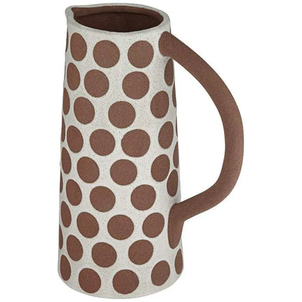 Dara 11 3/4"H Matte White Brown Decorative Vase with Handle Franklin Iron Works