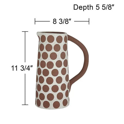 Dara 11 3/4"H Matte White Brown Decorative Vase with Handle Franklin Iron Works