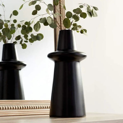 Decker 17 3/4" High Matte Black Ceramic Vase Studio 55D