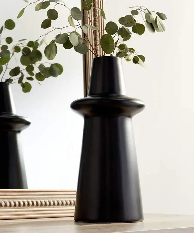 Decker 17 3/4" High Matte Black Ceramic Vase Studio 55D