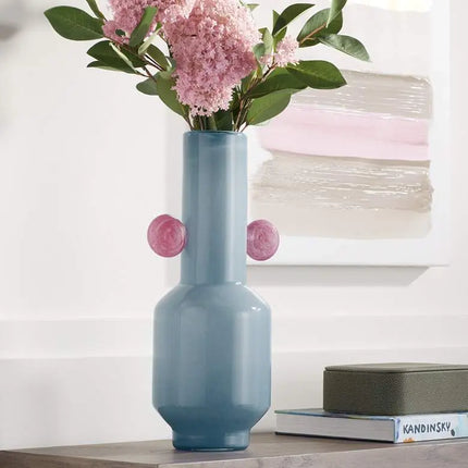 Delvin 16 1/4" High Blue and Pink Glass Decorative Vase Studio 55D