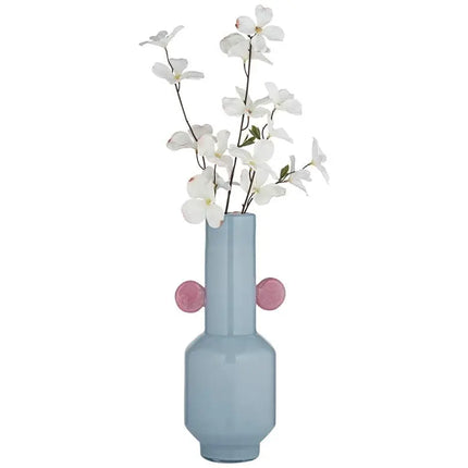 Delvin 16 1/4" High Blue and Pink Glass Decorative Vase Studio 55D