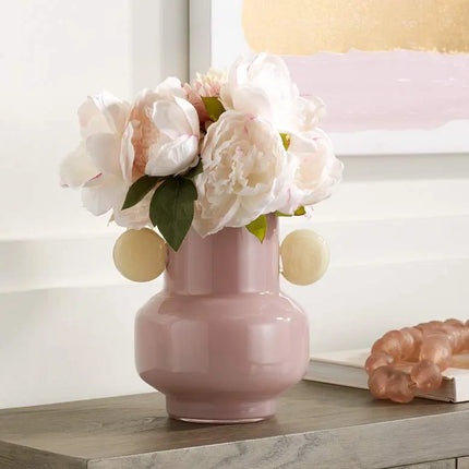 Delvin 8 1/2" High Pink and Yellow Glass Decorative Vase Studio 55D