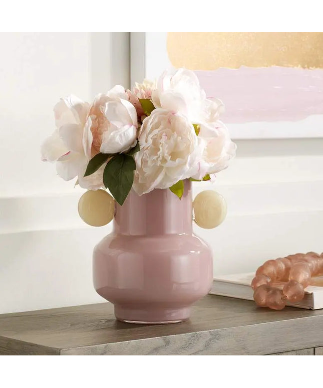 Delvin 8 1/2" High Pink and Yellow Glass Decorative Vase Studio 55D